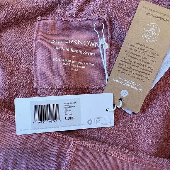 Outerknown California Series Organic Cotton Sweat Shorts VTK Pink Men's Size XL - Picture 6 of 9